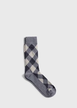 Paul Stuart Socks^Cotton Diamond Motif Sock Grey