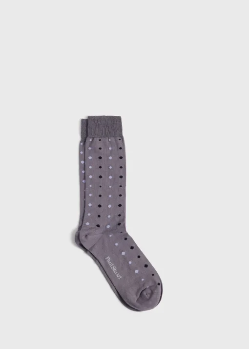 Paul Stuart Socks^Cotton Dot Sock Light Grey