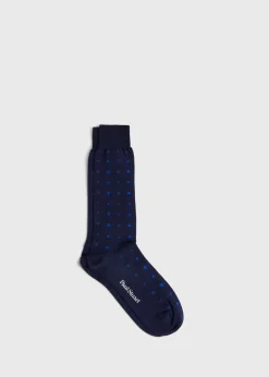 Paul Stuart Socks^Cotton Dot Sock Navy