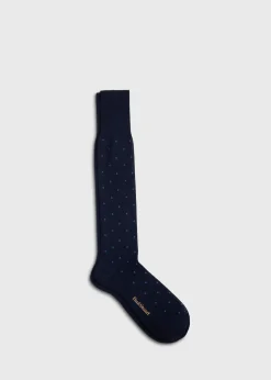 Paul Stuart Socks^Cotton Dotted Sock Navy