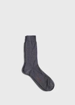 Paul Stuart Socks^Cotton Dotted Sock Light Grey