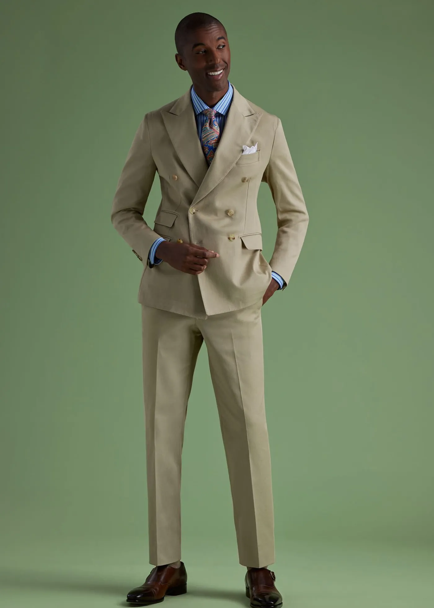 Paul Stuart Suits & Tuxedos^Cotton Double Breasted Suit Tan