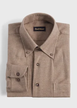 Paul Stuart Sport Shirts^Cotton Flannel Herringbone Sport Shirt Taupe