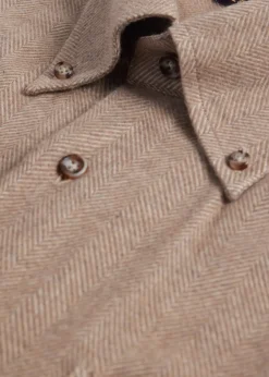 Paul Stuart Sport Shirts^Cotton Flannel Herringbone Sport Shirt Taupe