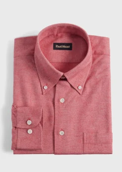 Paul Stuart Sport Shirts^Cotton Flannel Herringbone Sport Shirt Red