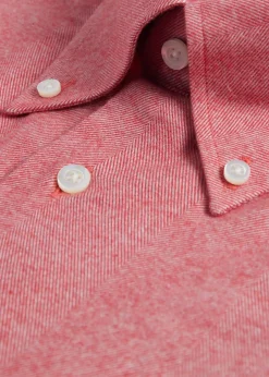 Paul Stuart Sport Shirts^Cotton Flannel Herringbone Sport Shirt Red