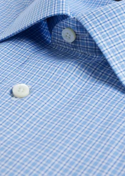 Paul Stuart Sport Shirts^Cotton Flannel Plaid Sport Shirt Light Blue