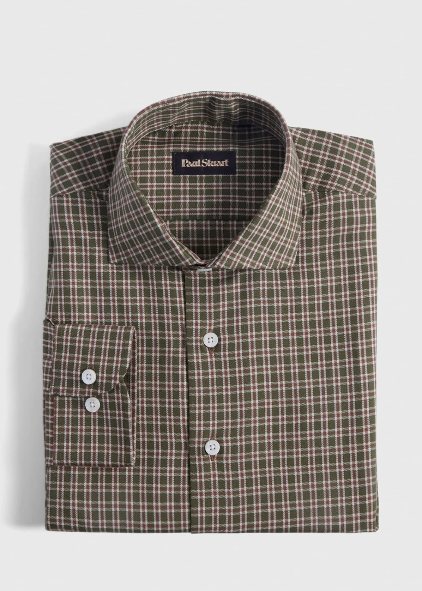 Paul Stuart Sport Shirts^Cotton Flannel Plaid Sport Shirt Brown/Olive