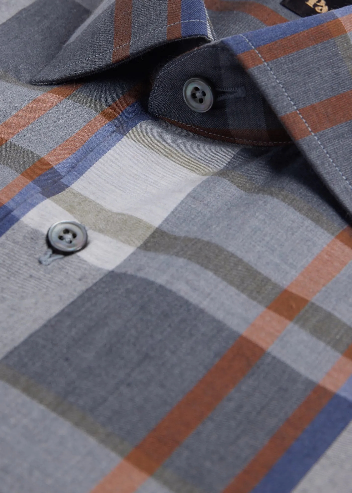 Paul Stuart Sport Shirts^Cotton Flannel Plaid Sport Shirt Light Grey/Dark Grey