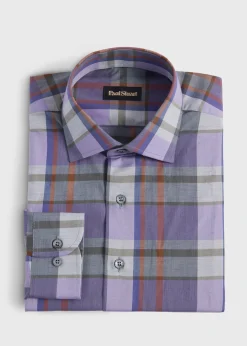 Paul Stuart Sport Shirts^Cotton Flannel Plaid Sport Shirt Light Grey/Lilac