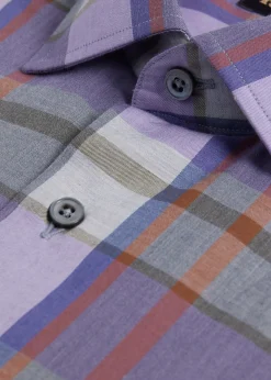 Paul Stuart Sport Shirts^Cotton Flannel Plaid Sport Shirt Light Grey/Lilac