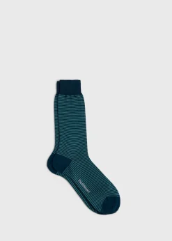 Paul Stuart Socks^Cotton Horizontal Stripe Sock Green