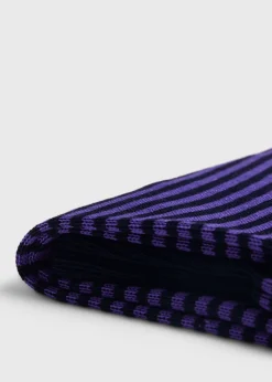 Paul Stuart Socks^Cotton Horizontal Stripe Sock Purple/Black