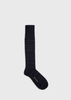 Paul Stuart Socks^Cotton Horizontal Stripe Sock Black