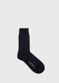 Paul Stuart Socks^Cotton Horizontal Stripe Sock Black