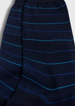 Paul Stuart Socks^Cotton Horizontal Stripe Sock Navy