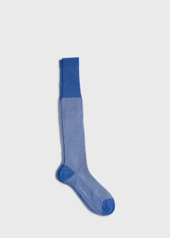 Paul Stuart Socks^Cotton Houndstooth Sock Sky Blue/Grey