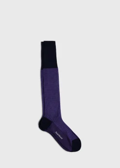 Paul Stuart Socks^Cotton Houndstooth Sock Purple/Black