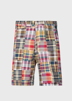Paul Stuart Shorts & Swim Trunks^Cotton Indian Madras Walk Shorts Yellow Multi