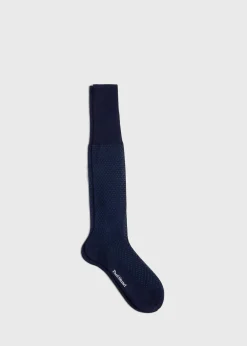 Paul Stuart Socks^Cotton Jacquard Sock Navy