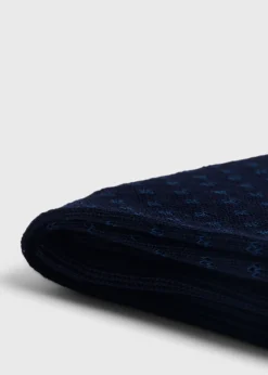Paul Stuart Socks^Cotton Jacquard Sock Navy
