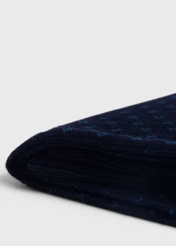 Paul Stuart Socks^Cotton Jacquard Sock Navy