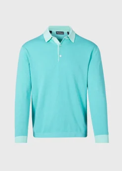 Paul Stuart Polos & T-Shirts^Cotton Long Sleeve Polo Turquoise
