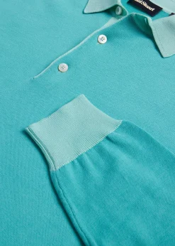 Paul Stuart Polos & T-Shirts^Cotton Long Sleeve Polo Turquoise