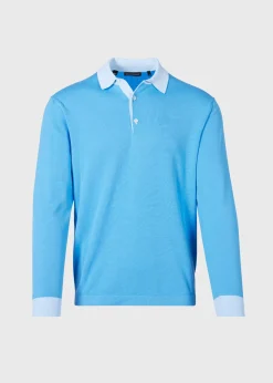 Paul Stuart Polos & T-Shirts^Cotton Long Sleeve Polo Light Blue