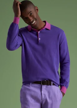 Paul Stuart Polos & T-Shirts^Cotton Long Sleeve Polo Purple