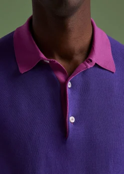 Paul Stuart Polos & T-Shirts^Cotton Long Sleeve Polo Purple
