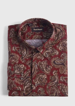 Paul Stuart Sport Shirts^Cotton Paisley Print Sport Shirt Burgundy