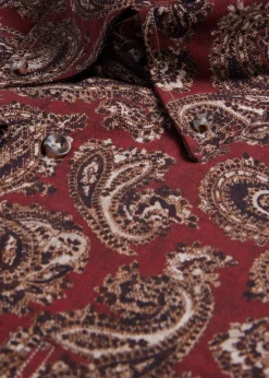 Paul Stuart Sport Shirts^Cotton Paisley Print Sport Shirt Burgundy