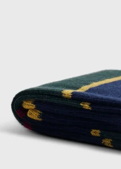 Paul Stuart Socks^Cotton Regimental Stripe Sock Navy/Green