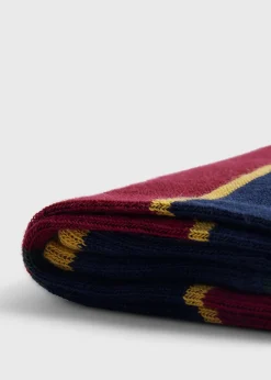 Paul Stuart Socks^Cotton Regimental Stripe Sock Navy/Red