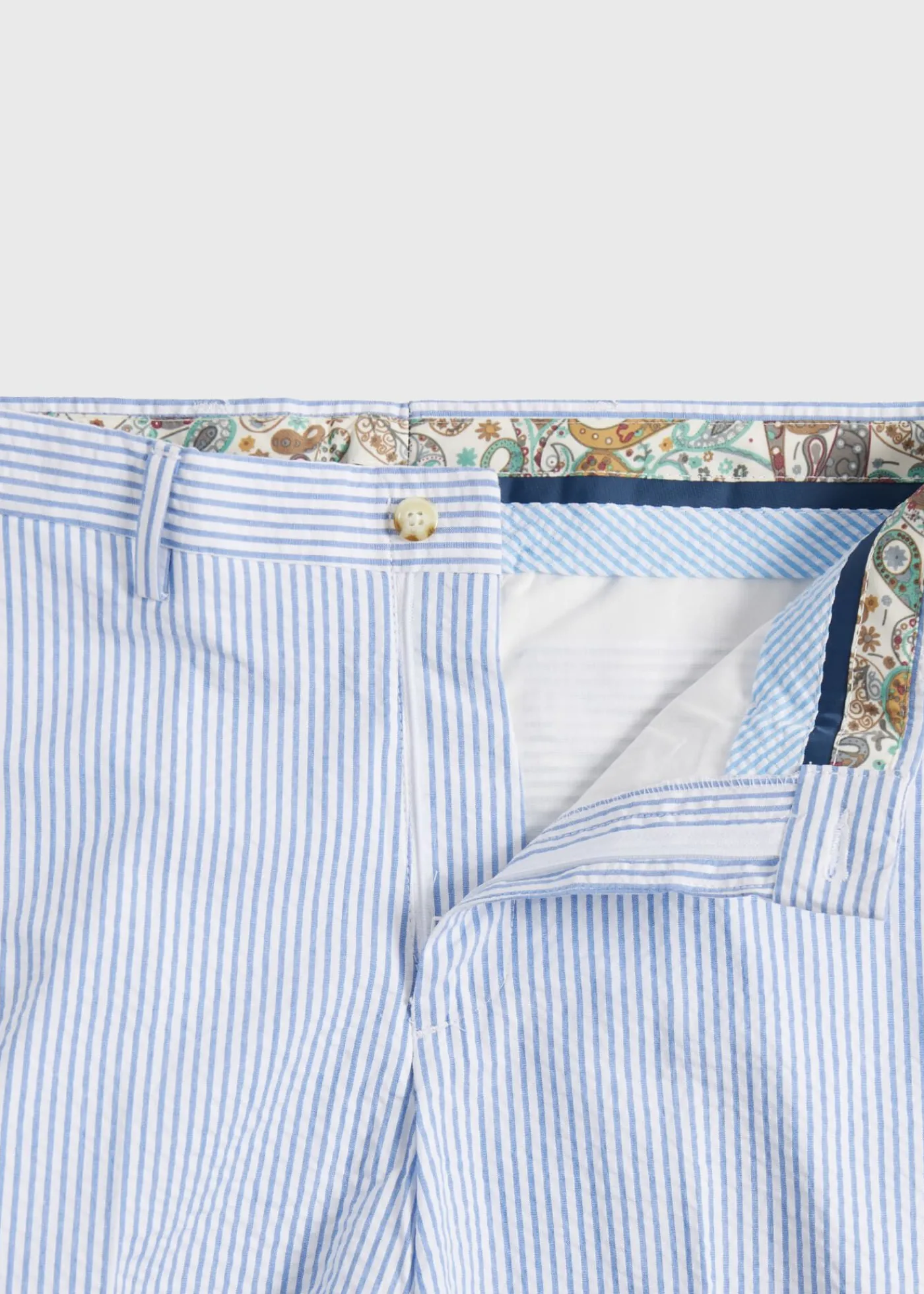 Paul Stuart Shorts & Swim Trunks^Cotton Seersucker Walk Short Blue