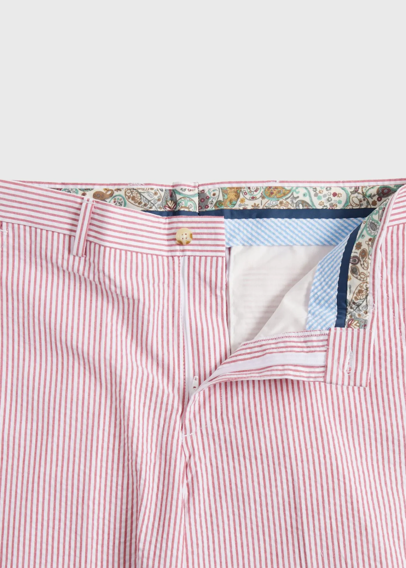 Paul Stuart Shorts & Swim Trunks^Cotton Seersucker Walk Short Red