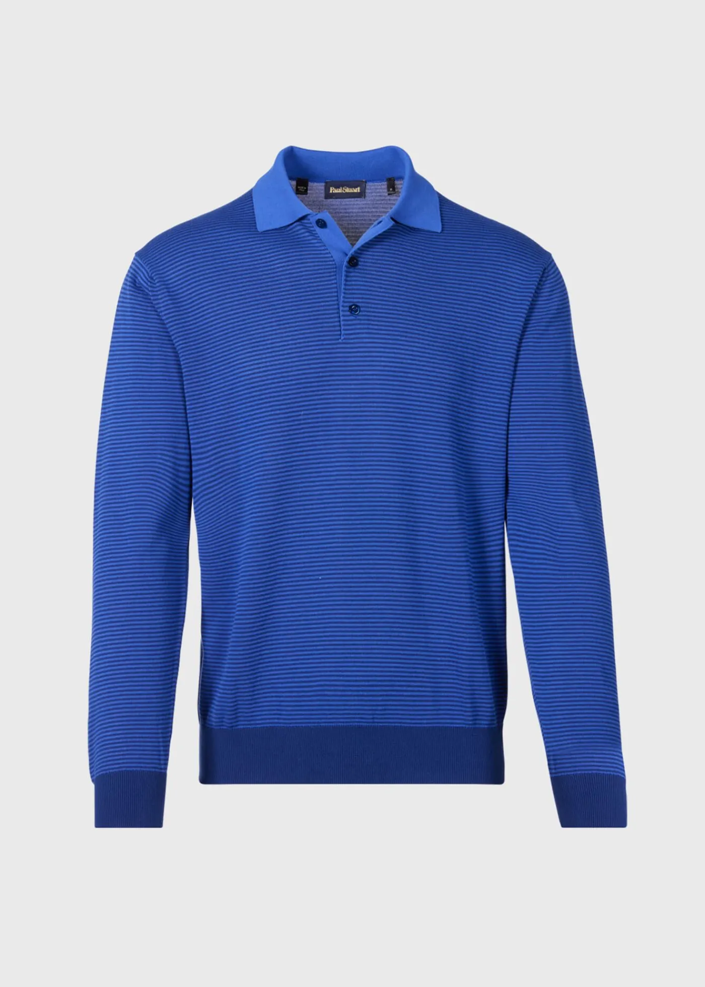 Paul Stuart Polos & T-Shirts^Cotton Stripe Long Sleeve Polo Navy