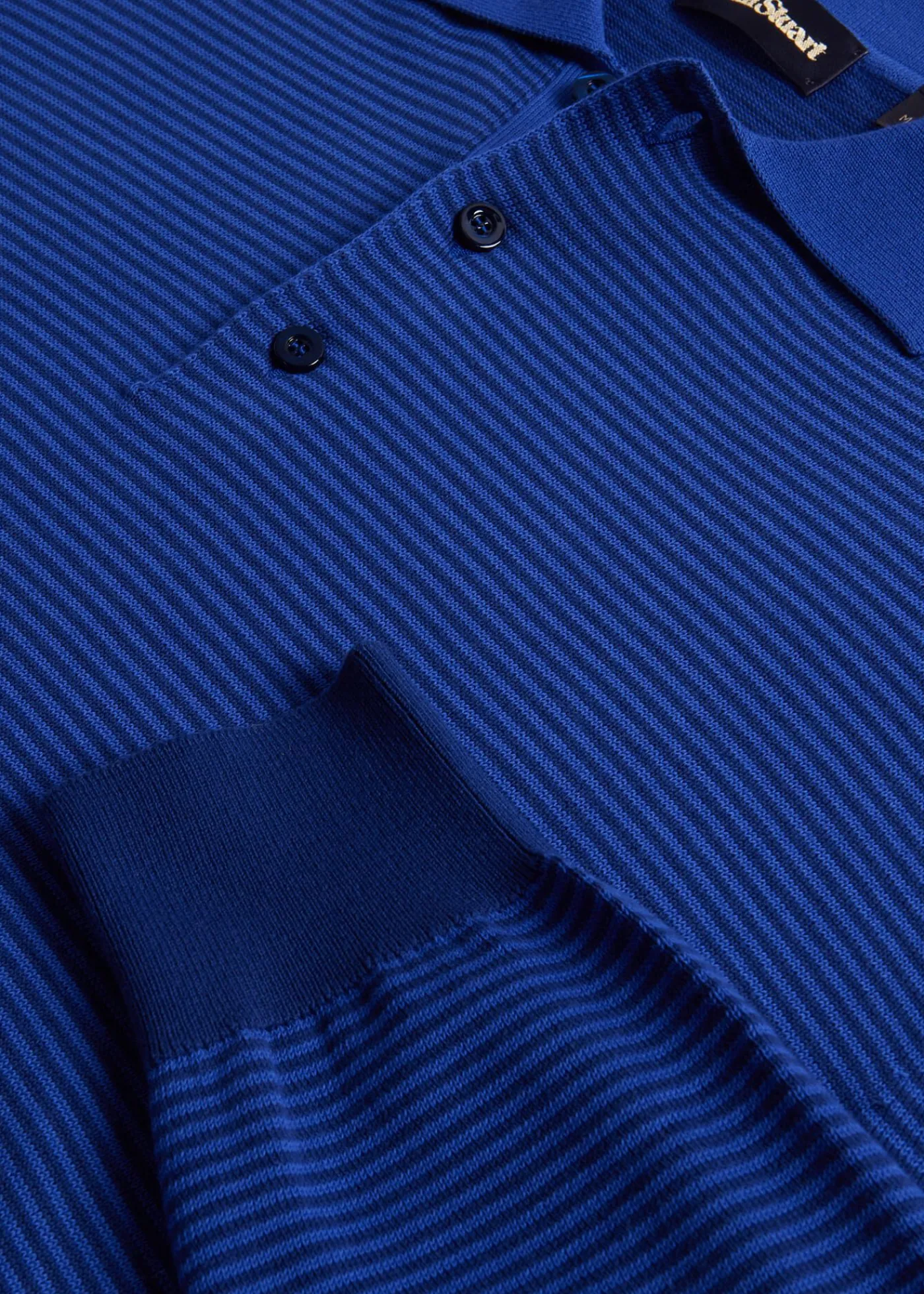 Paul Stuart Polos & T-Shirts^Cotton Stripe Long Sleeve Polo Navy