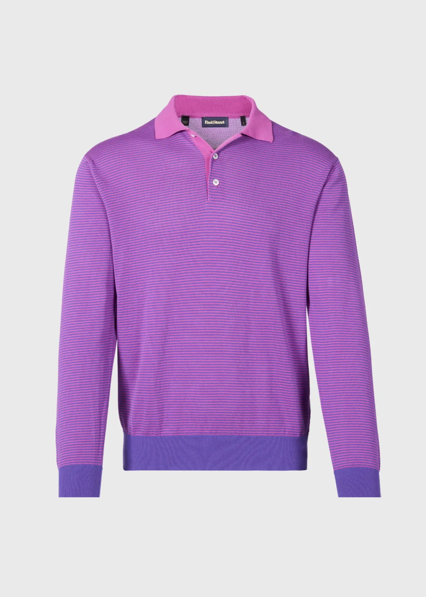 Paul Stuart Polos & T-Shirts^Cotton Stripe Long Sleeve Polo Purple