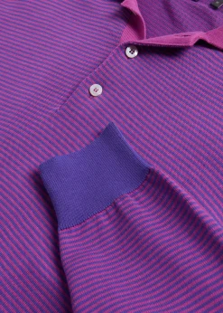 Paul Stuart Polos & T-Shirts^Cotton Stripe Long Sleeve Polo Purple