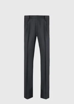 Paul Stuart Dress Pants^Dark Grey Super 110s Wool Pleated Trouser DK GREY