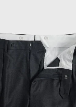 Paul Stuart Dress Pants^Dark Grey Super 110s Wool Pleated Trouser DK GREY
