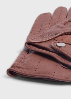 Paul Stuart Scarves, Hats, Gloves^Deerskin Leather Driving Glove Medium Brown