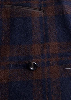 Paul Stuart Overcoats|Outerwear^Double Breasted Boucle Plaid Coat Navy/Brown