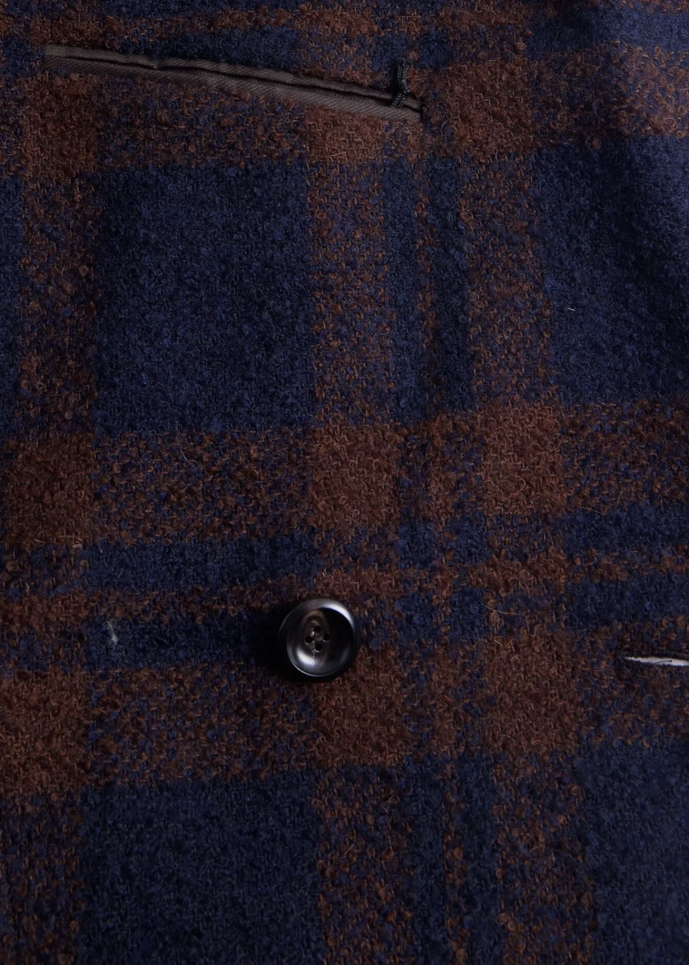 Paul Stuart Overcoats|Outerwear^Double Breasted Boucle Plaid Coat Navy/Brown