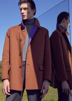 Paul Stuart The Cashmere Shop|Outerwear^Double Face Contrast Cashmere Coat Camel