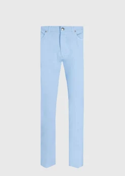 Paul Stuart Pants^Five Pocket Gabardine Twill Pant Light Blue