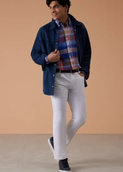Paul Stuart Pants^Five Pocket Satin Finish Cotton Pant Cream