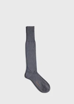 Paul Stuart Socks|The Cashmere Shop^Flat Knit Sock Medium Grey